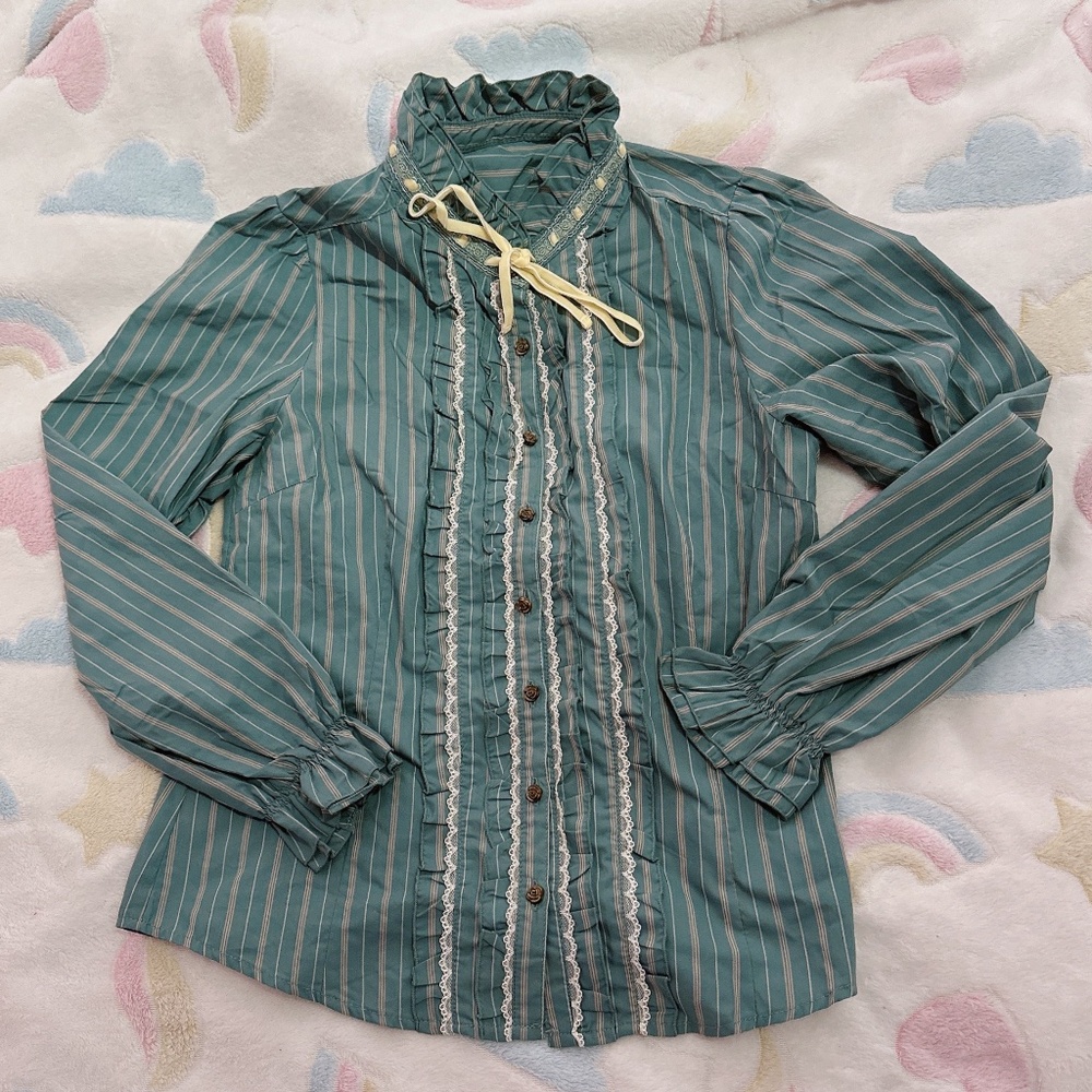Axes Femme | Teal long sleeve blouse